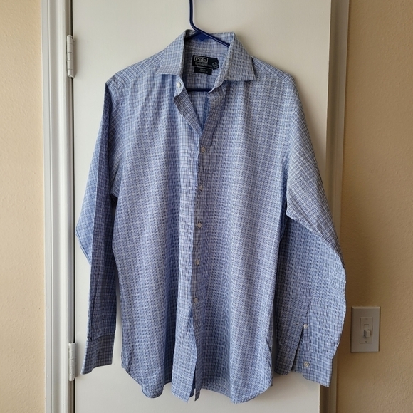 Polo Ralph Lauren Regent Classic Fit Men's Blue Shirt Neck size 16 40-41 - Picture 1 of 4